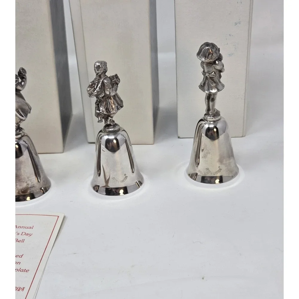 Reed‎ & Barton Silverplate Figural Bells Lot of 6 Mother's Day Easter w/ Boxes